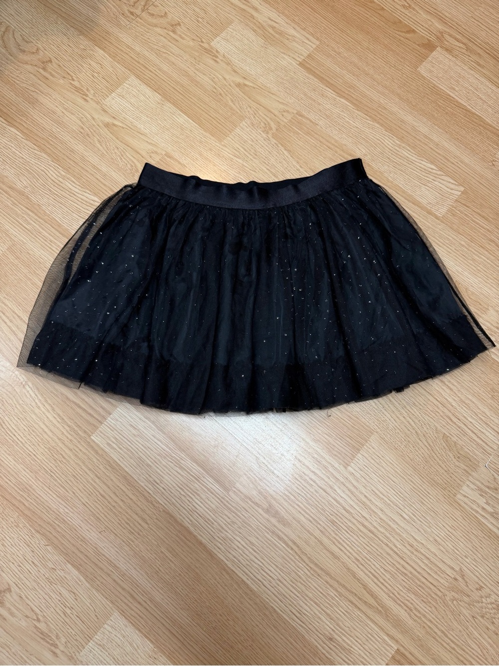 Basic Editions Girls XL 14/16 Black Glitter Tulle Party Skirt Polyester